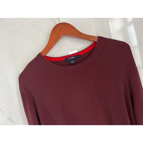 J.CREW Burgundy Crewneck Cotton Knit Burgundy Red Made in Japan Size Large - Picture 4 of 6